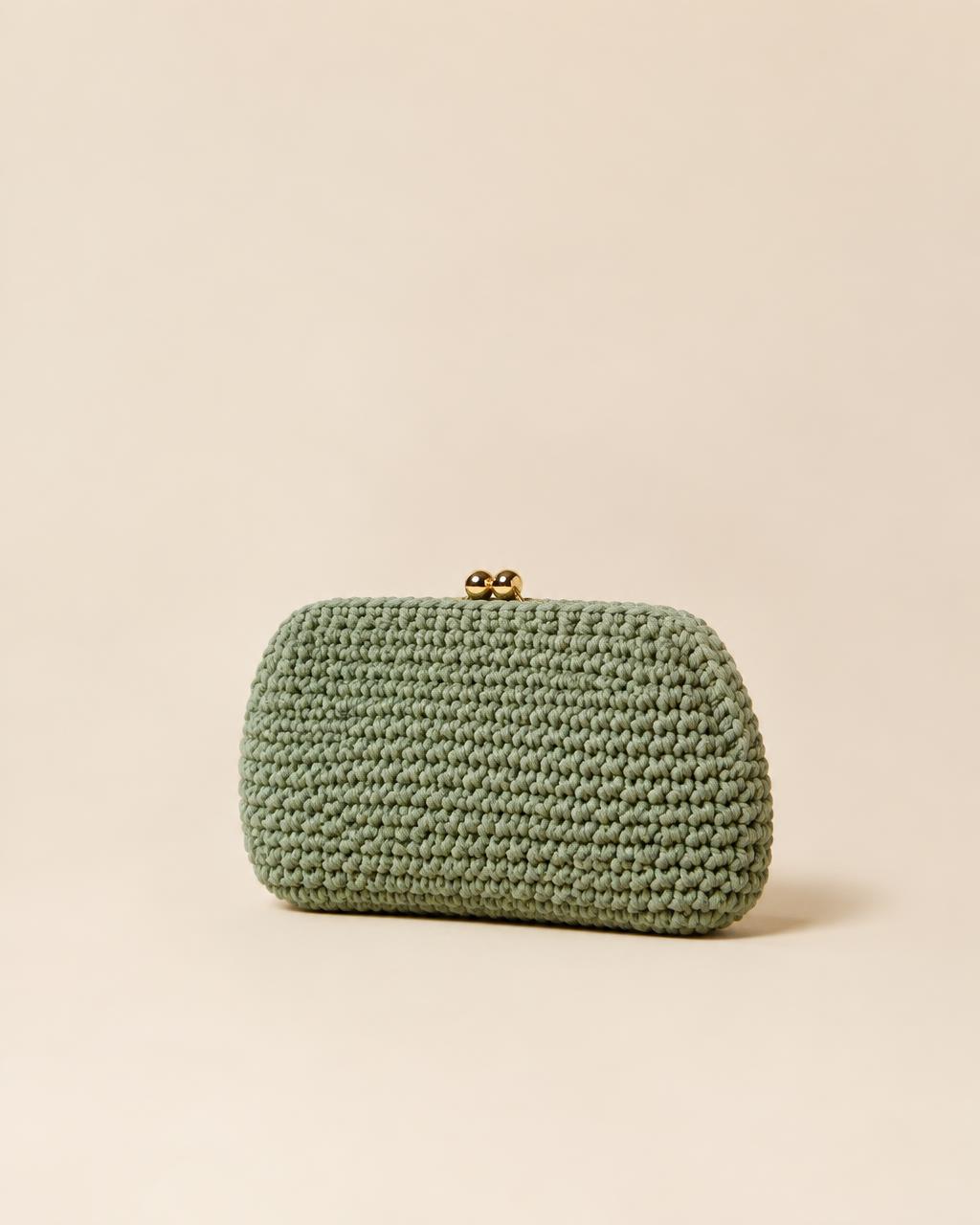 Sage clutch, gold clasp